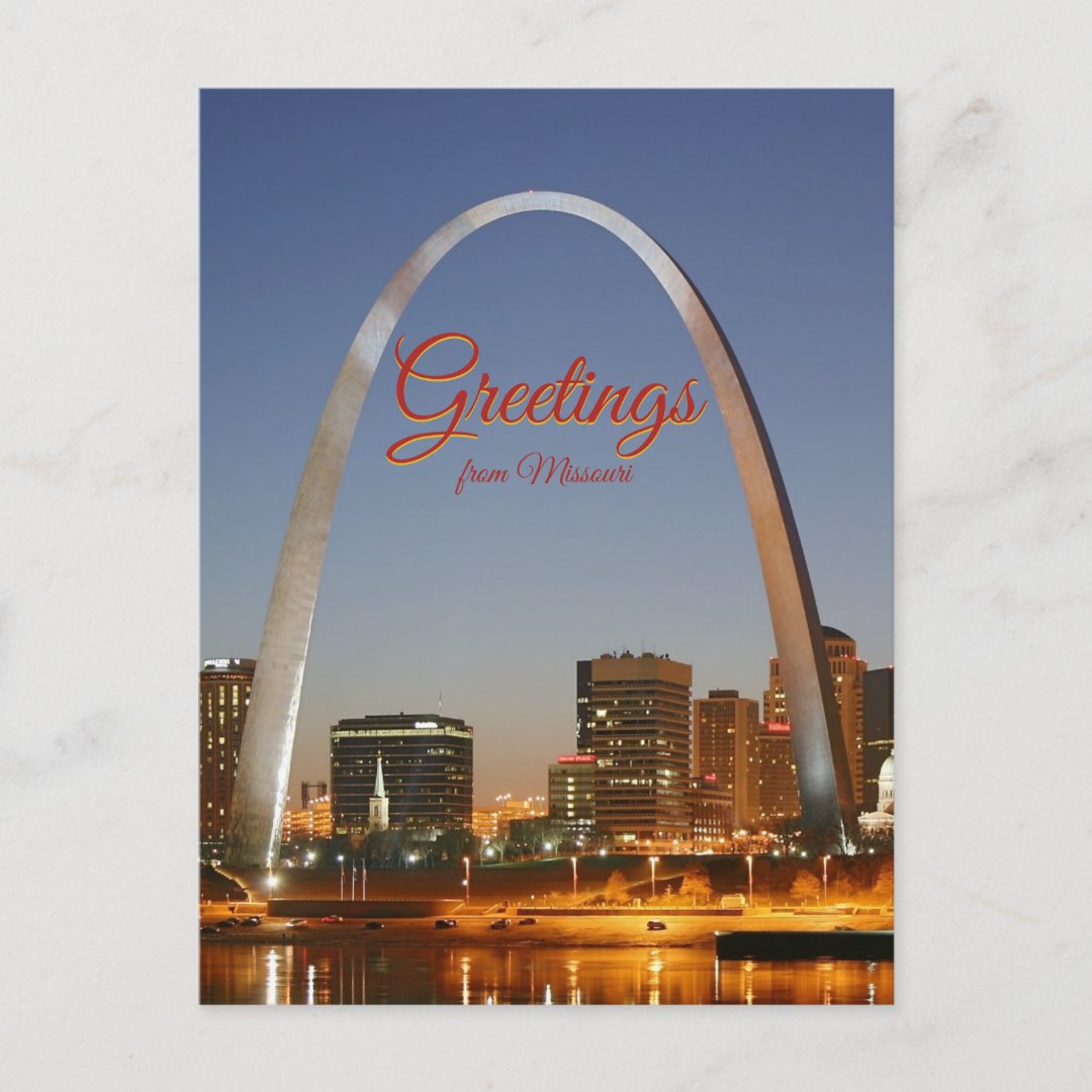 Gateway Arch Greetings from Missouri Postcard | Zazzle