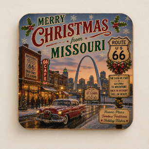Gateway Arch Holiday Table Accent Square Paper Coaster