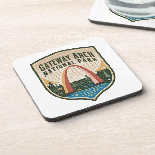 Gateway Arch National Park Badge  Beverage Coaster (Left Side)