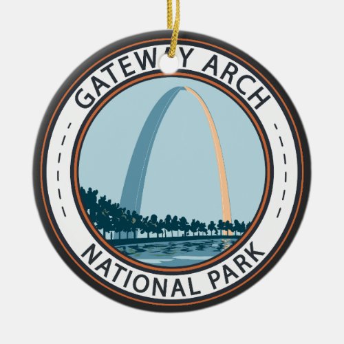 Gateway Arch National Park Badge Ceramic Ornament
