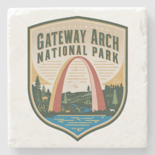 Gateway Arch National Park Badge Stone Coaster