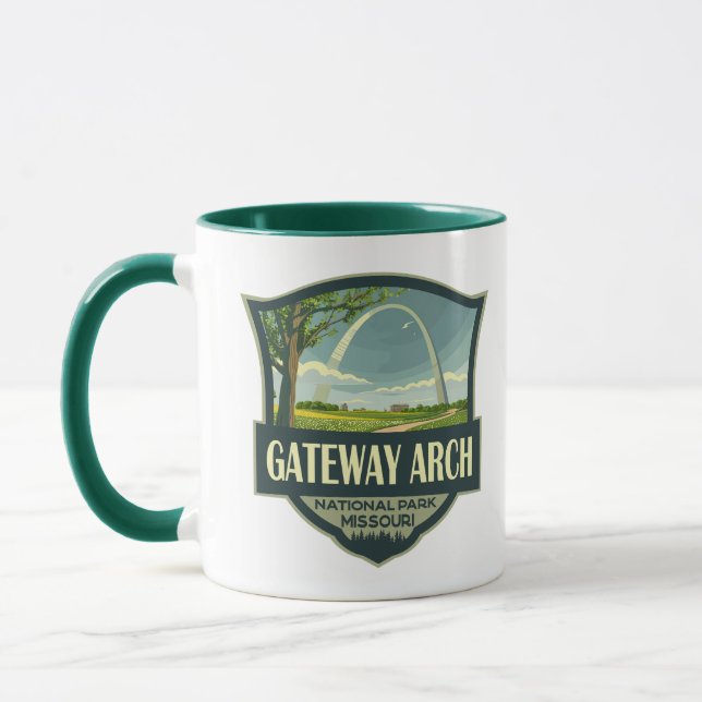 Gateway Arch National Park Illustration Retro Art Mug (Left)