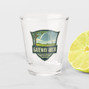 Gateway Arch National Park Illustration Retro Art Shot Glass
