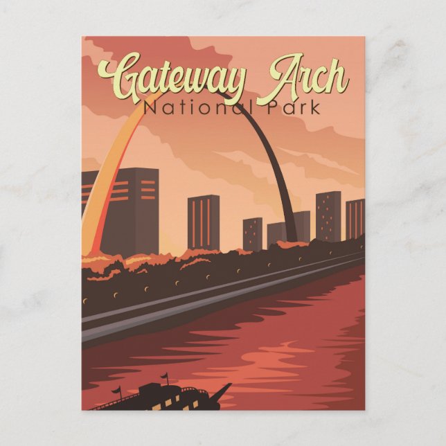 Gateway Arch National Park Illustration Travel Art Postcard (Front)