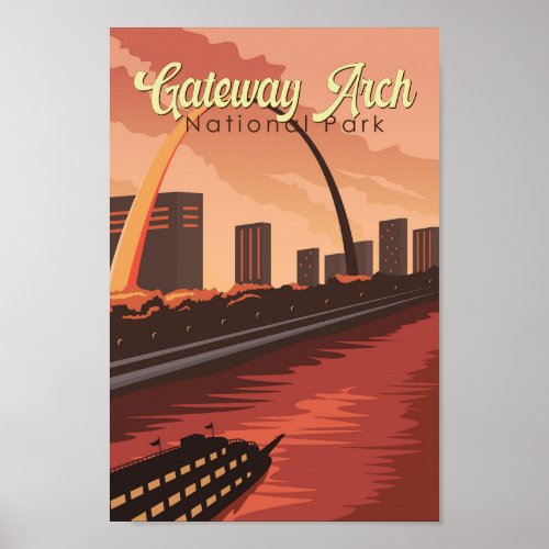 Gateway Arch National Park Illustration Travel Art Poster