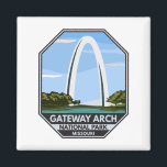 Gateway Arch National Park Missouri Magnet<br><div class="desc">Gateway Arch vector artwork design. The park is located in St. Louis,  Missouri,  near the starting point of the Lewis and Clark Expedition.</div>