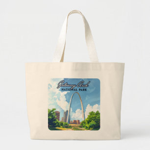 Gateway Arch National Park Missouri St Louis Retro Large Tote Bag