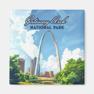 Gateway Arch National Park Missouri St Louis Retro Magnet