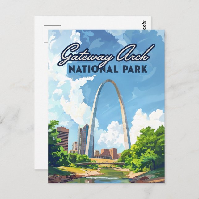 Gateway Arch National Park Missouri St Louis Retro Postcard (Front/Back)
