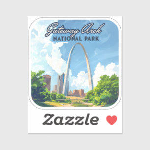 Gateway Arch National Park Missouri St Louis Retro Sticker