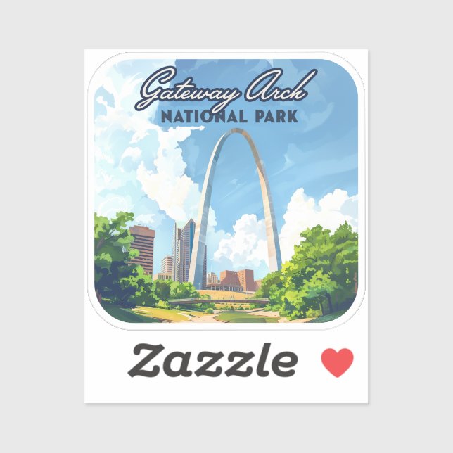Gateway Arch National Park Missouri St Louis Retro Sticker (Sheet)
