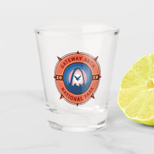 Gateway Arch National Park Retro Compass Emblem Shot Glass