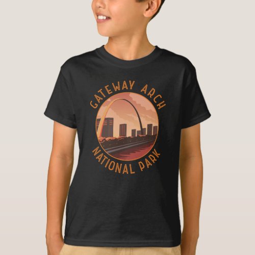 Gateway Arch National Park Retro Distressed Circle T_Shirt