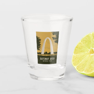 Gateway Arch National Park Retro Travel Art Shot Glass