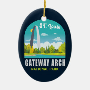 Gateway Arch National Park Vintage Souvenirs Ceramic Ornament
