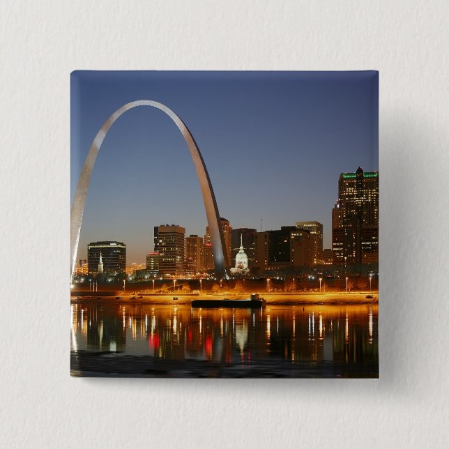 Gateway Arch St. Louis Mississippi at Night Button (Front)