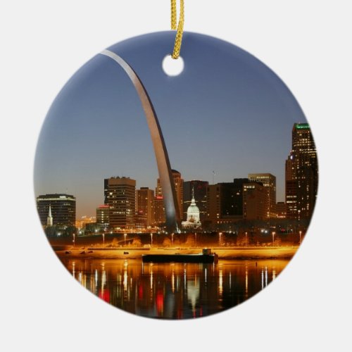 Gateway Arch St Louis Mississippi at Night Ceramic Ornament