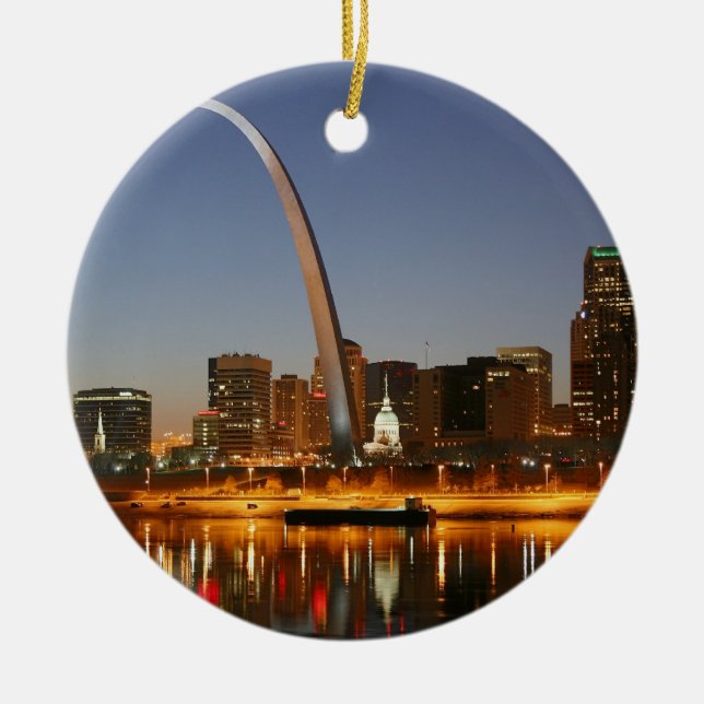 Gateway Arch St. Louis Mississippi at Night Ceramic Ornament (Front)