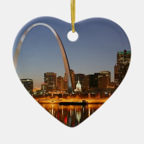 Gateway Arch St Louis Mississippi at Night Ceramic Ornament