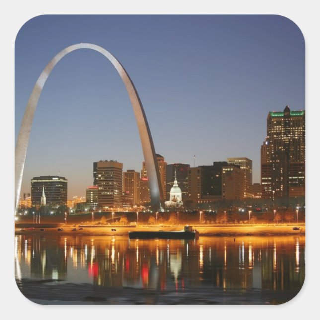 Gateway Arch St. Louis Mississippi at Night Square Sticker (Front)