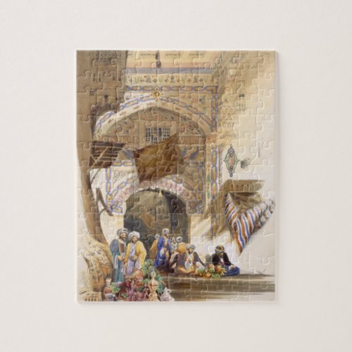 Gateway of a Bazaar Grand Cairo pub 1846 litho Jigsaw Puzzle