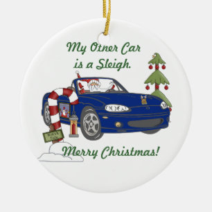 Gateway-Santa's Sleigh-Blue Ceramic Ornament
