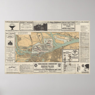 Gateway to the World: Der Hafen von Hamburg Map Poster