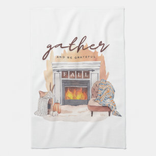 Gather and Be Grateful Friendsgiving Gathering Kitchen Towel
