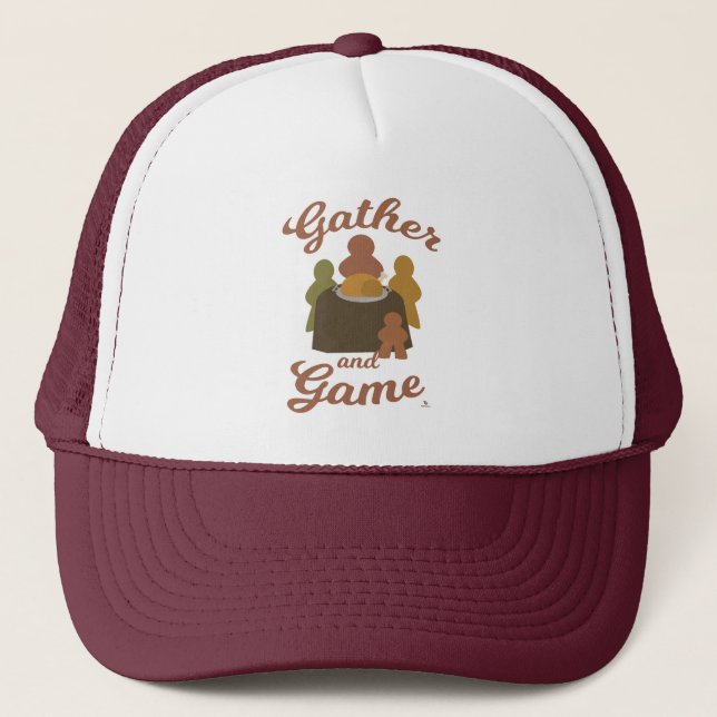 Gather and Game Fun at Thanksgiving Design Trucker Hat (Front)