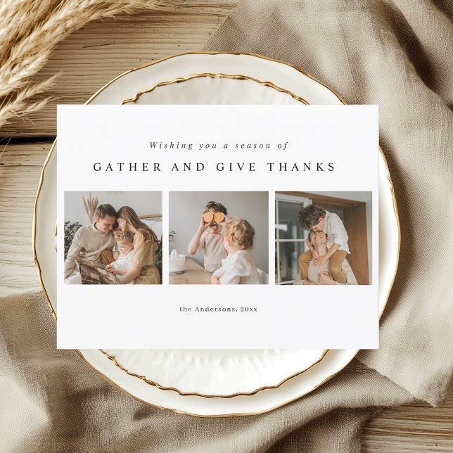 Gather and Give Thanks Modern Thanksgiving Photo  Postcard (Creator Uploaded)