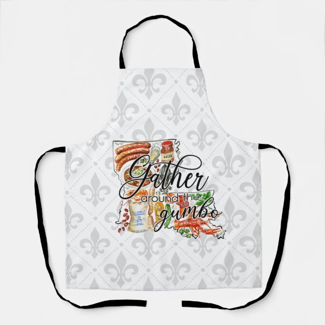 Gather Around the Gumbo Louisiana Cajun Apron (Front)