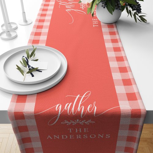 Thanksgiving Decor 15 Gather Coral Buffalo Check Fall Thanksgiving Short Short Table Runner