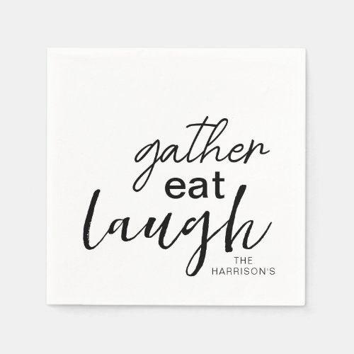 Gather Eat Laugh Personalized Napkins