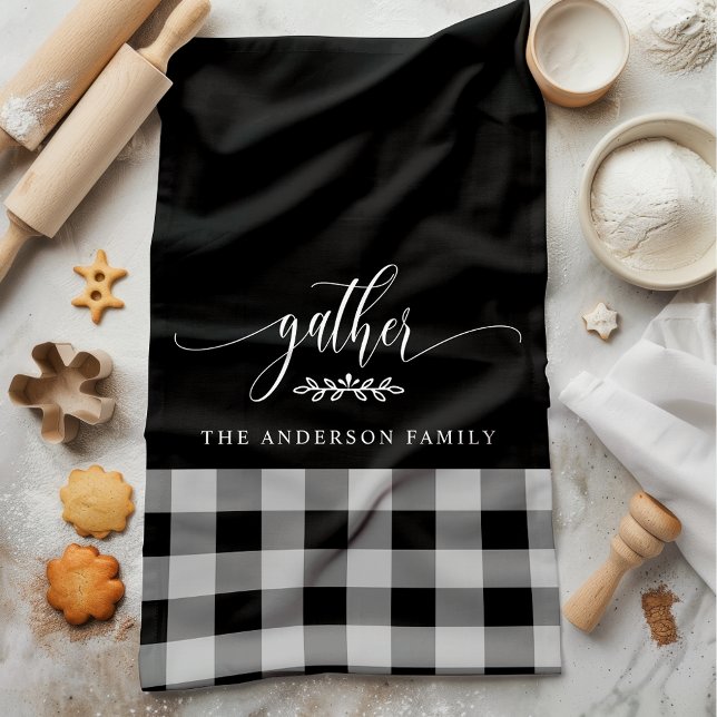 Gather Fall Black & White Buffalo Check Kitchen Towel (Creator Uploaded)