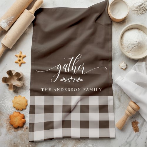 Gather Fall Brown &Amp;Amp; White Buffalo Check Kitchen Towel