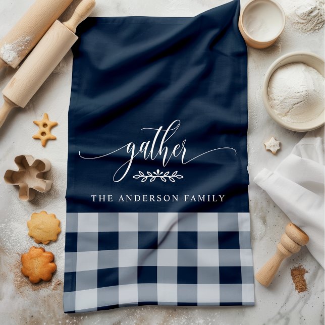 Gather Fall Navy & White Buffalo Check Kitchen Towel (Creator Uploaded)