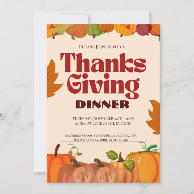 "Gather & Give Thanks: Join Us for a Thanksgiving  Invitation (Front)