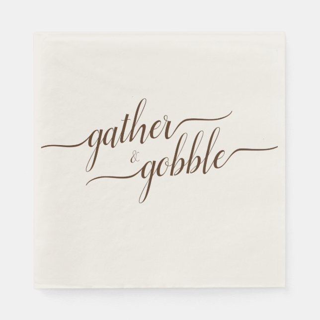 Gather & Gobble Elegant Thanksgiving Dinner Napkins (Front)