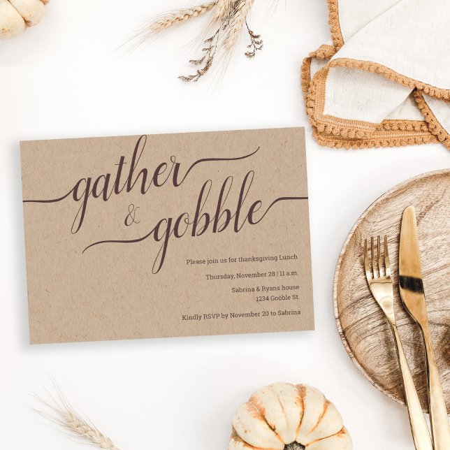 Gather & Gobble Script Thanksgiving/ Friendsgiving Invitation (Creator Uploaded)