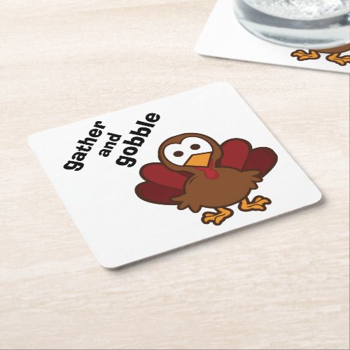 Gather  Gobble Turkey Thanksgiving Party Coasters