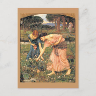 Gather Roses While Ye May - Women Picking Flowers Postcard
