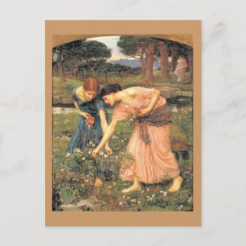Gather  Roses While Ye May - Women Picking Flowers Postcard by dmorganajonz at Zazzle