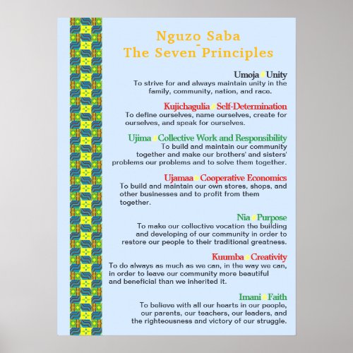 Gather Round Kwanzaa Creations Nguzo Saba Poster