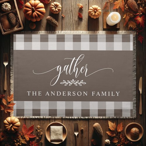 Gather Thanksgiving Brown And White Buffalo Check Cloth Placemat