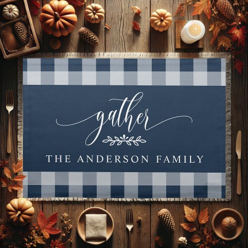 Gather Thanksgiving Navy And White Buffalo Check Cloth Placemat