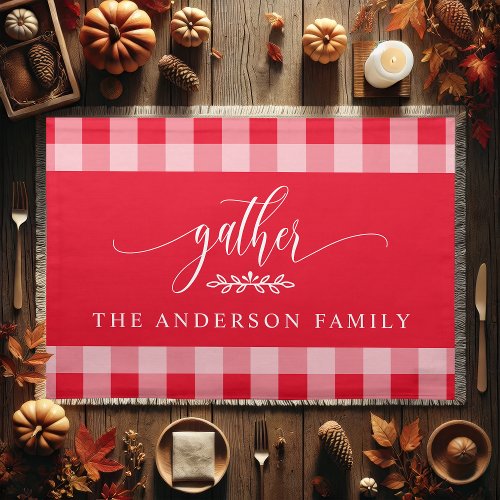 Gather Thanksgiving Red And White Buffalo Check Cloth Placemat