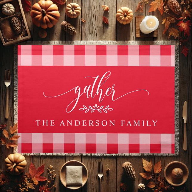 Gather Thanksgiving Red And White Buffalo Check  Cloth Placemat (Creator Uploaded)