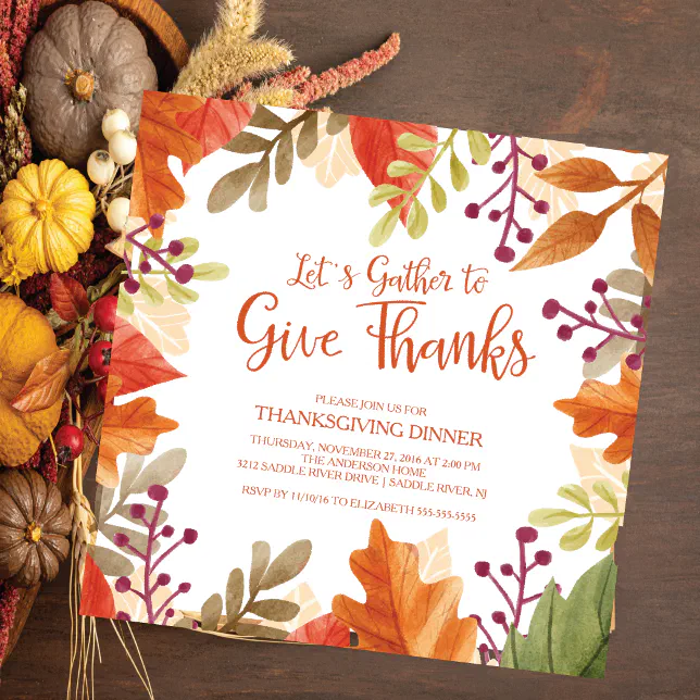 Gather to Give Thanks Thanksgiving Dinner Invitation | Zazzle