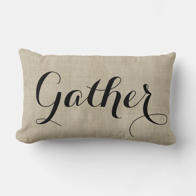 Gather Together Autumn Rustic Burlap Look Pillow (Front)