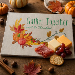Gather Together Fall-Themed 15"x11" Cutting Board